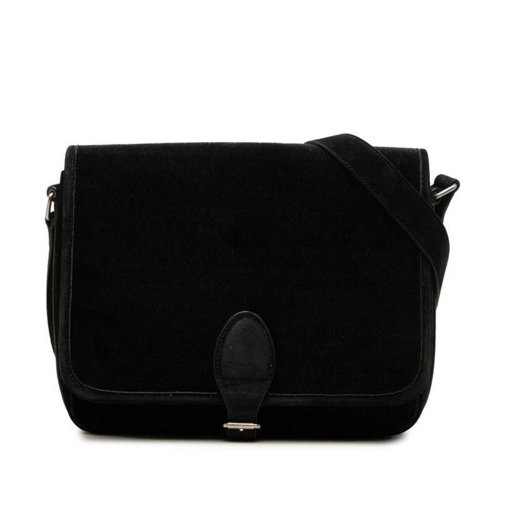 Saint Laurent YSL Logo Velour Leather Shoulder Bag